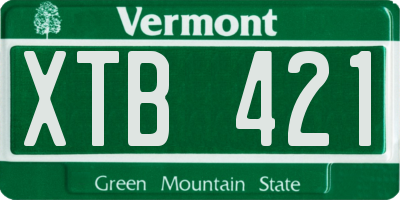 VT license plate XTB421