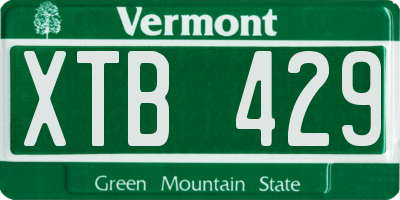 VT license plate XTB429