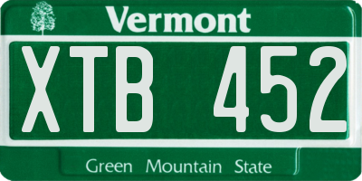 VT license plate XTB452