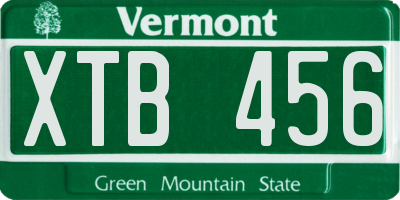 VT license plate XTB456