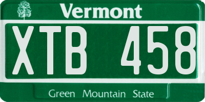 VT license plate XTB458