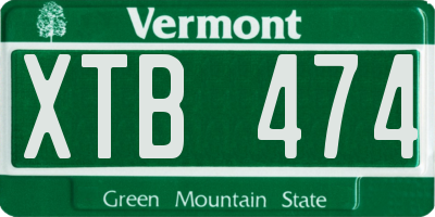 VT license plate XTB474