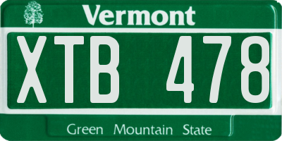 VT license plate XTB478