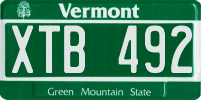 VT license plate XTB492