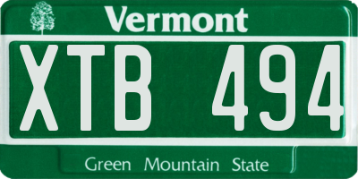 VT license plate XTB494