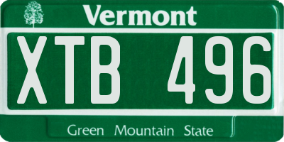 VT license plate XTB496