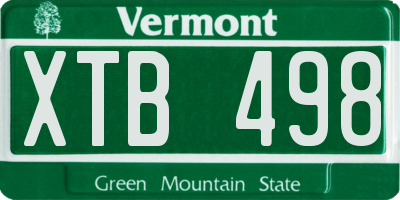 VT license plate XTB498