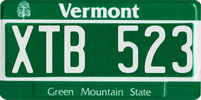 VT license plate XTB523