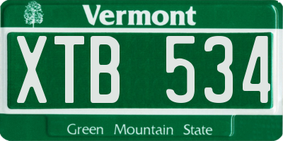 VT license plate XTB534