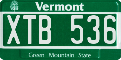 VT license plate XTB536