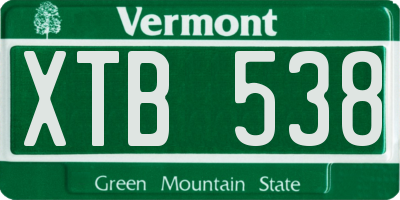 VT license plate XTB538