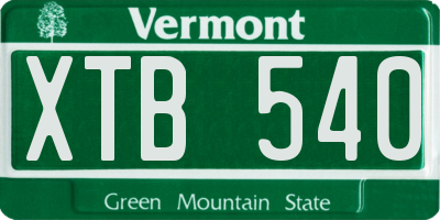 VT license plate XTB540
