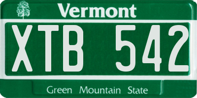 VT license plate XTB542
