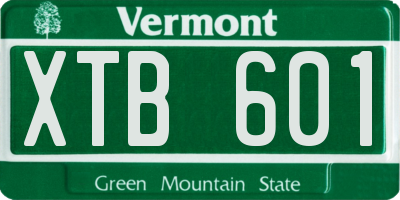 VT license plate XTB601