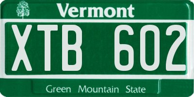 VT license plate XTB602