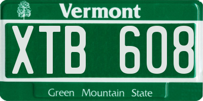 VT license plate XTB608