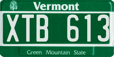 VT license plate XTB613