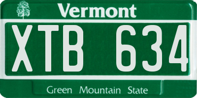 VT license plate XTB634