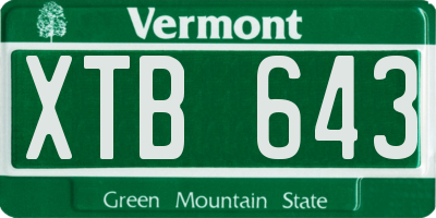 VT license plate XTB643