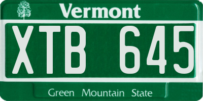 VT license plate XTB645