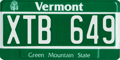 VT license plate XTB649