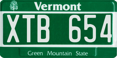 VT license plate XTB654