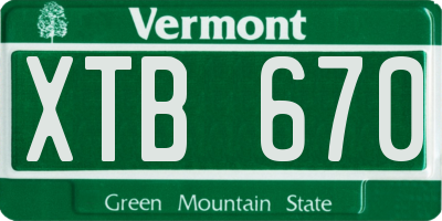 VT license plate XTB670