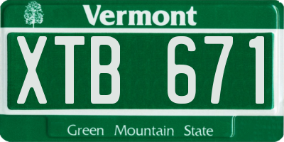 VT license plate XTB671