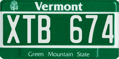 VT license plate XTB674