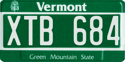 VT license plate XTB684
