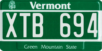 VT license plate XTB694