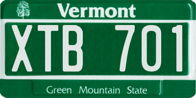 VT license plate XTB701
