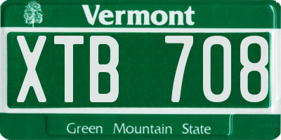 VT license plate XTB708