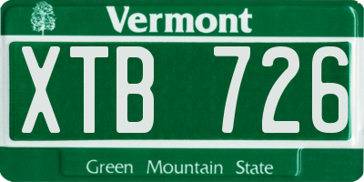 VT license plate XTB726