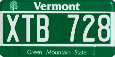 VT license plate XTB728