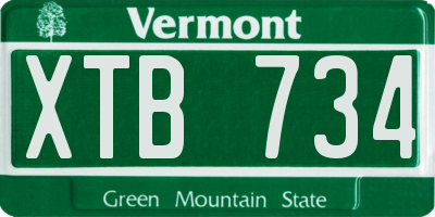 VT license plate XTB734