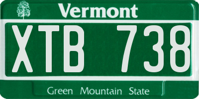 VT license plate XTB738
