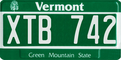 VT license plate XTB742
