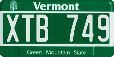 VT license plate XTB749