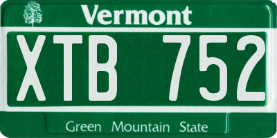 VT license plate XTB752