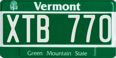 VT license plate XTB770