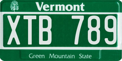VT license plate XTB789