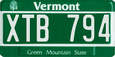 VT license plate XTB794