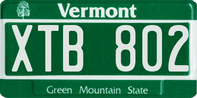 VT license plate XTB802