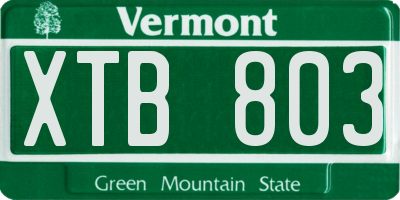 VT license plate XTB803
