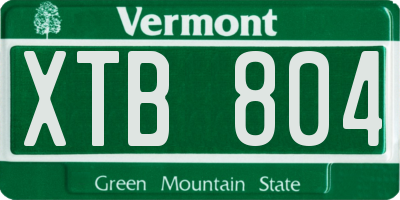 VT license plate XTB804