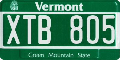 VT license plate XTB805