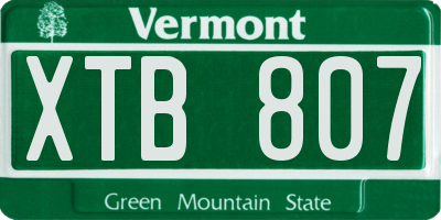 VT license plate XTB807