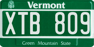 VT license plate XTB809