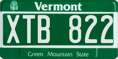 VT license plate XTB822